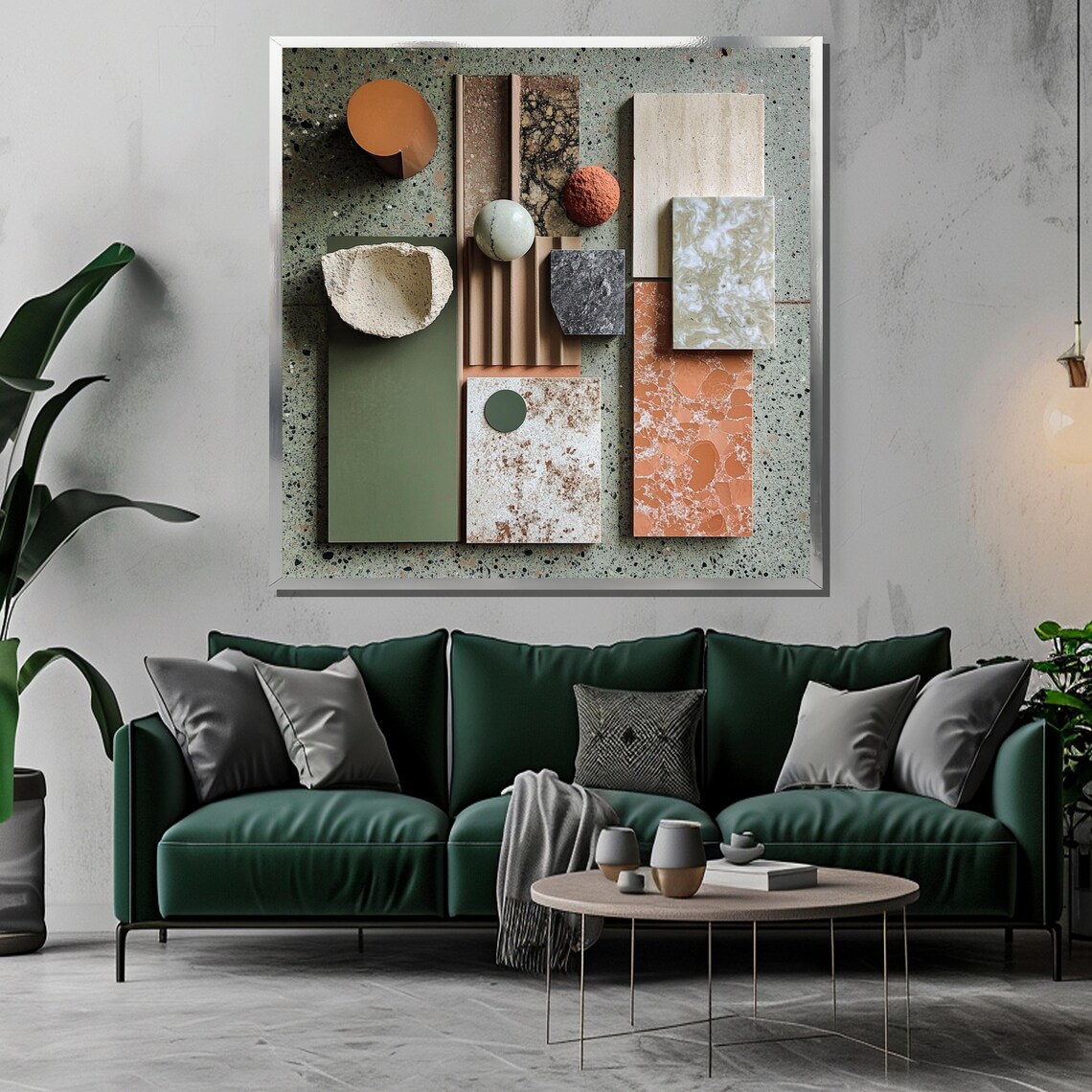 Earthy Mood Board Painting Terracotta And Green Textured Wall Art Interior Design Inspired Abstract Decor Unique Modern Artwork - Image 3
