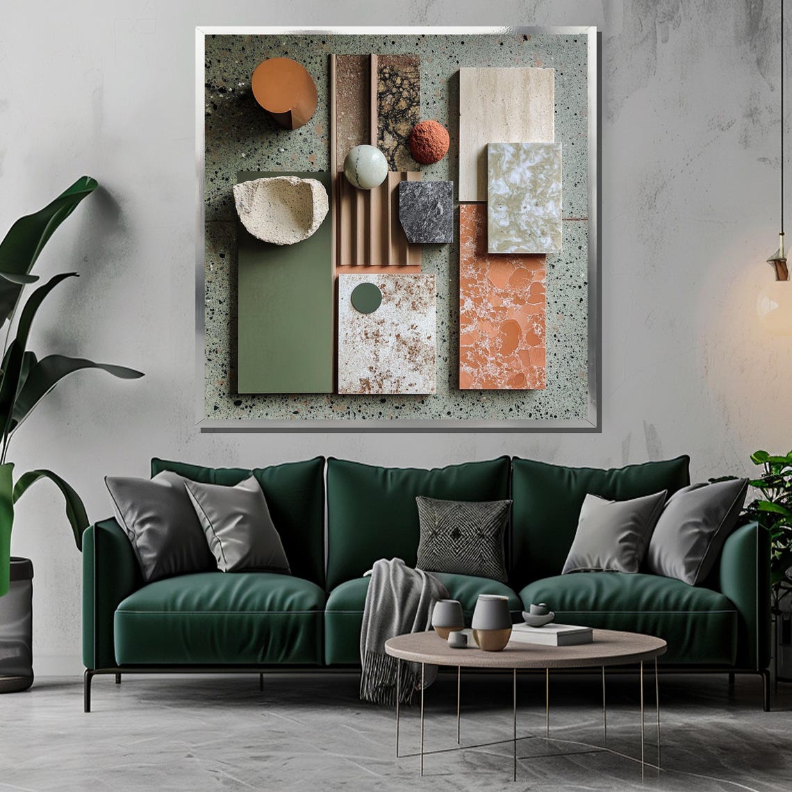 Terracotta and Sage Green Material Board Stone Swatches Poster - Image 3