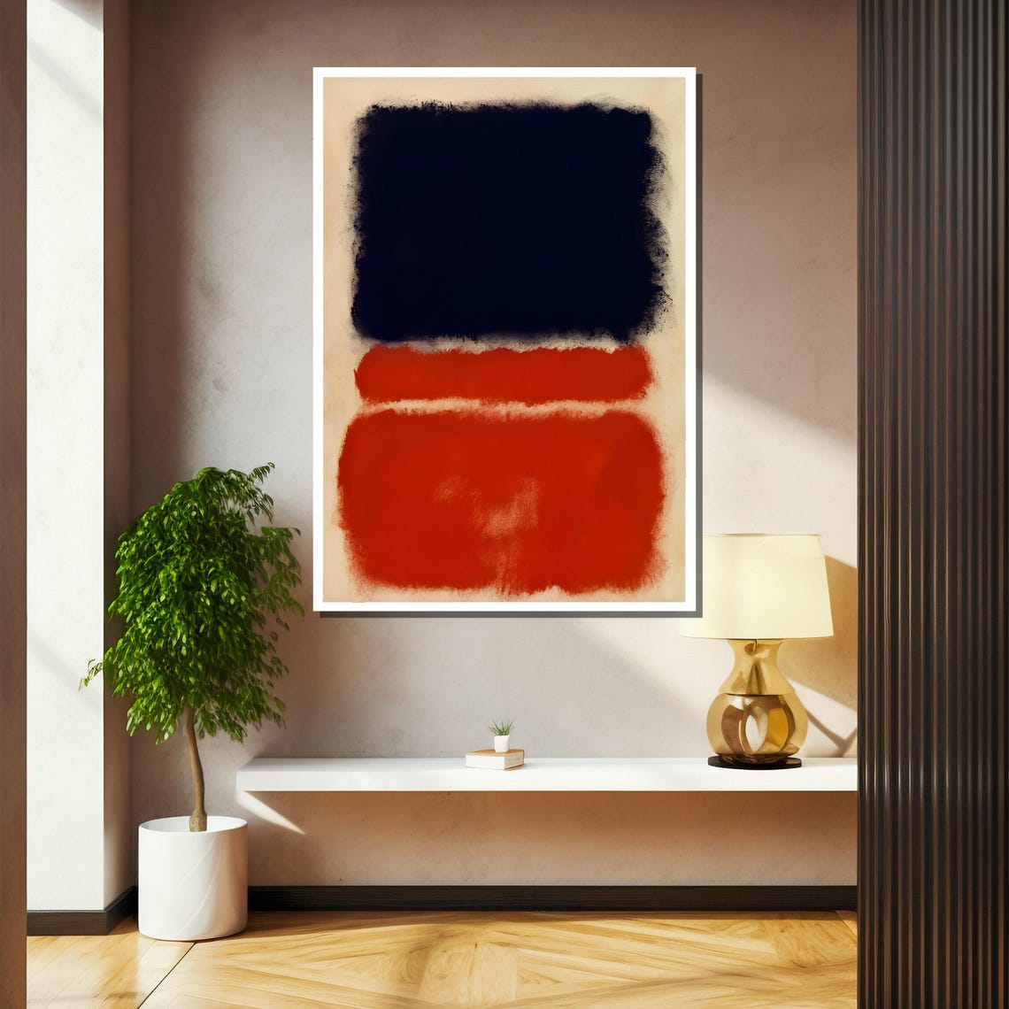 Mark Rothkos Black On Red Striking Abstract Painting In Bold Contrasts Of Red And Black A Unique Gift For Art Enthusiasts - Image 2