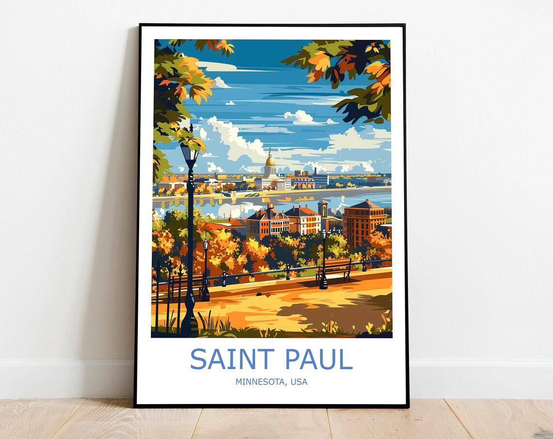 Saint Paul Minnesota Capitol Skyline Autumn Park Travel Poster