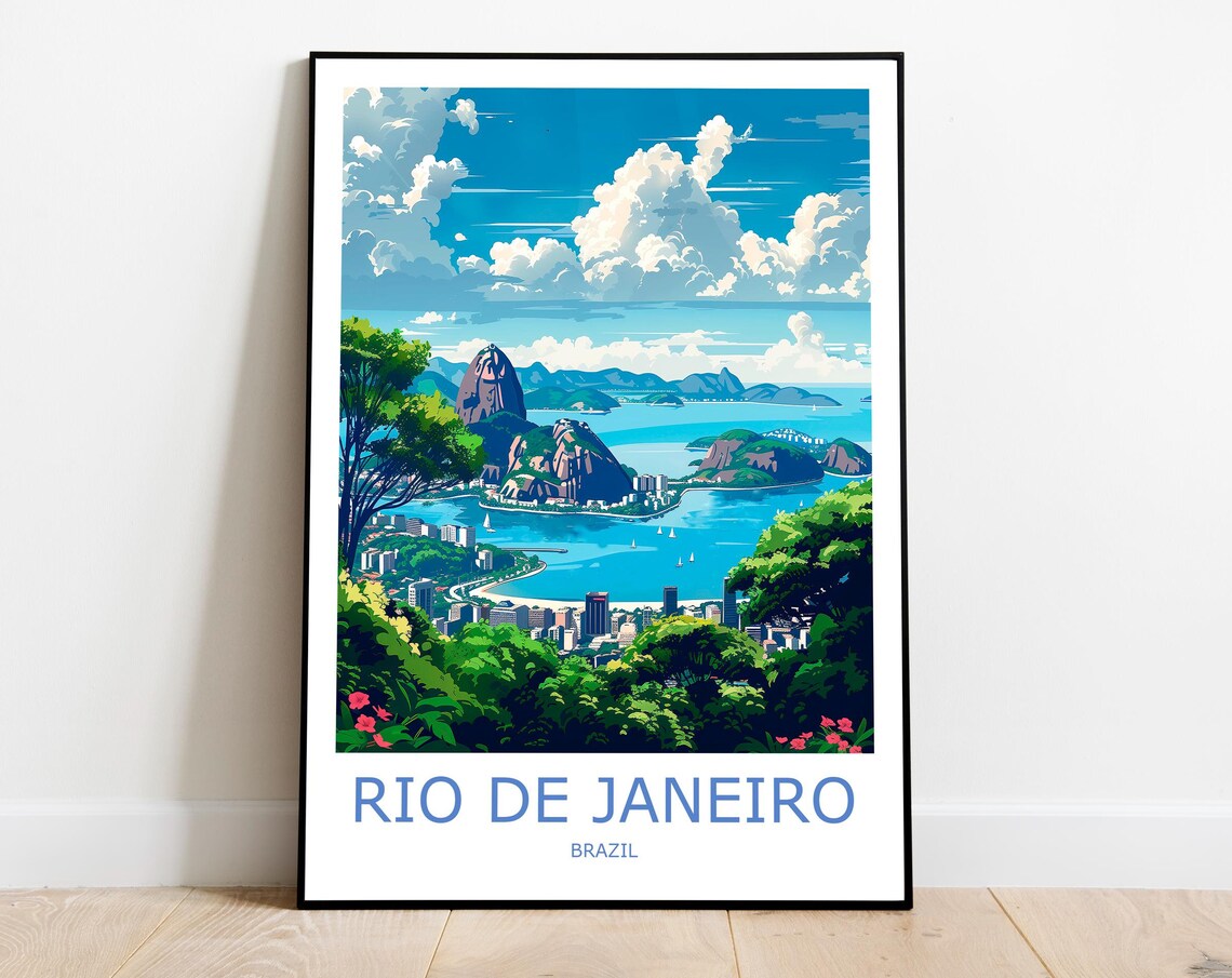 Rio De Janeiro Brazil Sugarloaf And Guanabara Bay Travel Poster