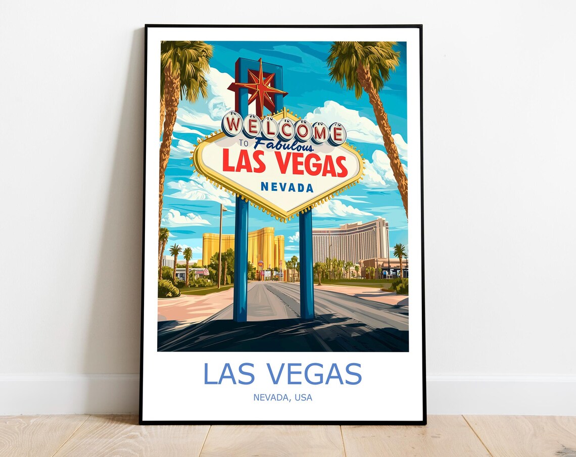 Welcome To Fabulous Las Vegas Nevada Sign Retro Travel Poster - Image 3