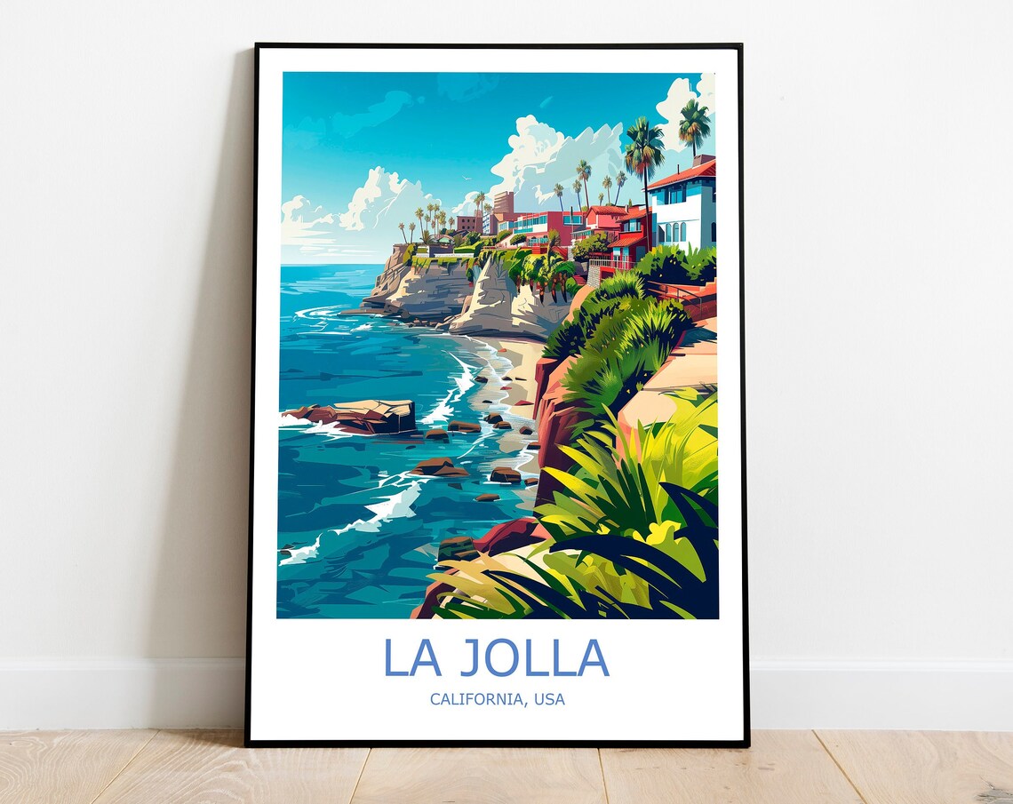 La Jolla California Cliffs And Cove Beach Overlook Travel Poster