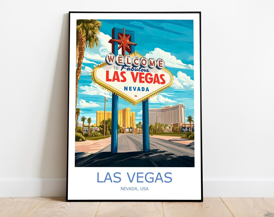 Welcome To Fabulous Las Vegas Nevada Sign Retro Travel Poster
