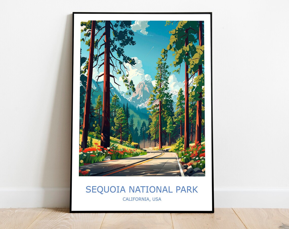 Sequoia National Park California Giant Forest Road Travel Poster