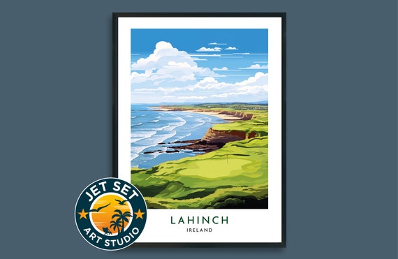Lahinch Golf Course Travel Poster, Ireland Landscape