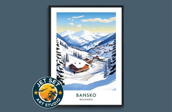 Bansko Bulgaria Ski Travel Poster