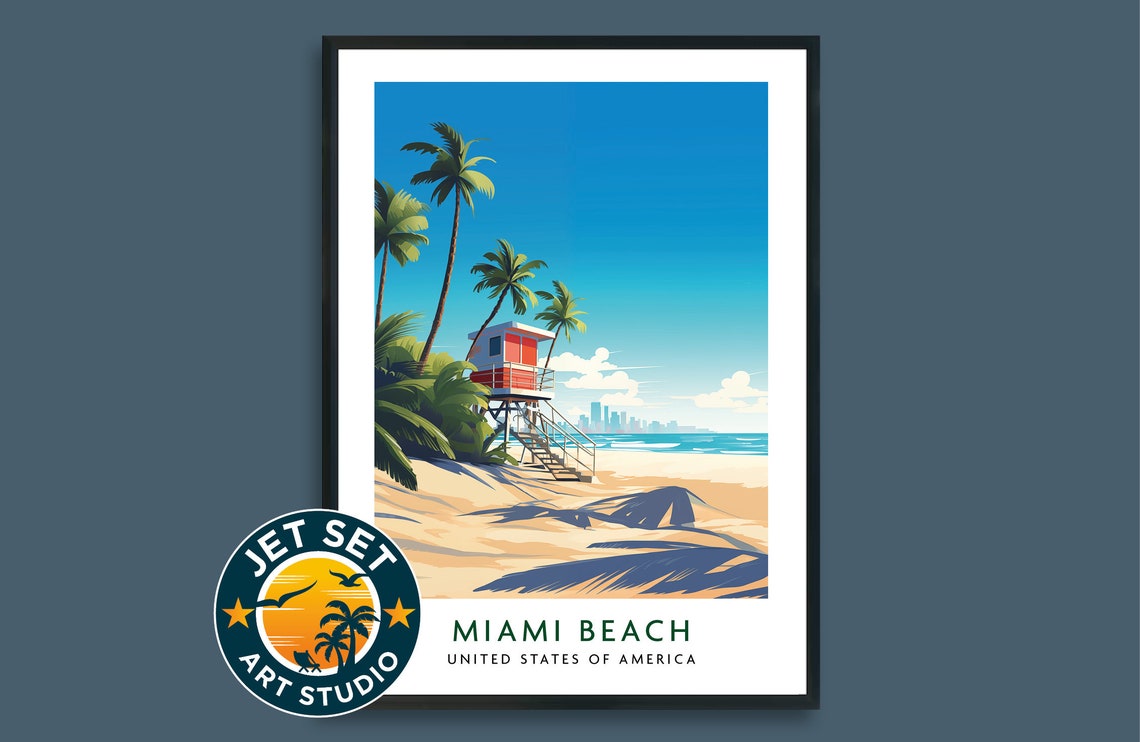 Miami Beach Florida Usa Travel Print Poster Wall Art Framed Unframed Canvas Gift