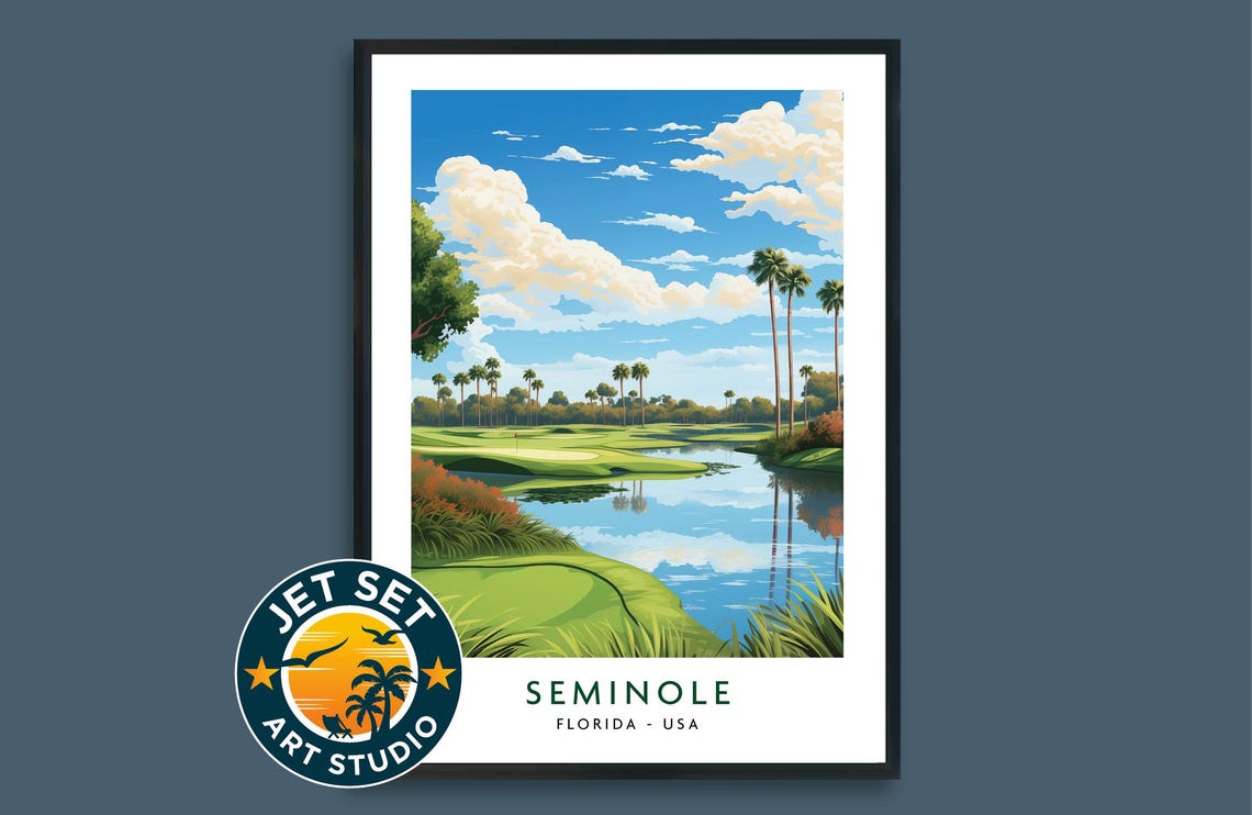 Seminole Golf Course Poster Print Wall Art Florida Usa Framed Unframed Canvas Travel Gift