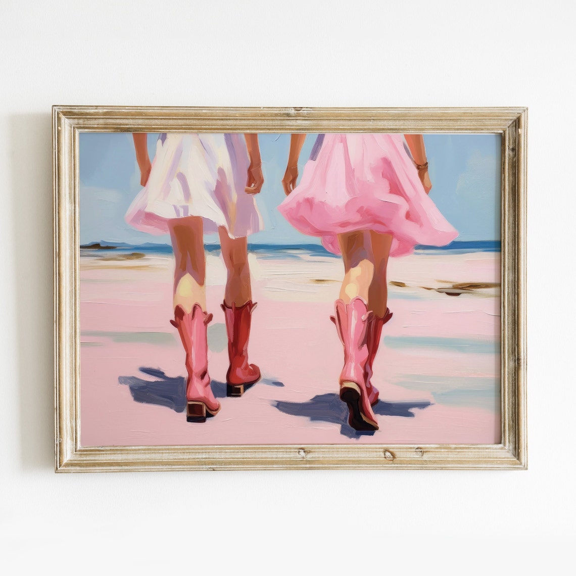 Preppy Coastal Cowgirls Girly Wall Art Print Pink Cowgirl Boots Trendy Poster Preppy Western Room Decor Funky Cowgirl Print