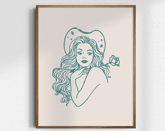 Cowgirl Spirit Gicle Fine Art Print Vintage Wall Western Decor Unframed