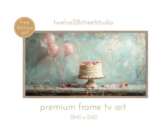 Vintage Birthday Cake Art Print, Happy Birthday