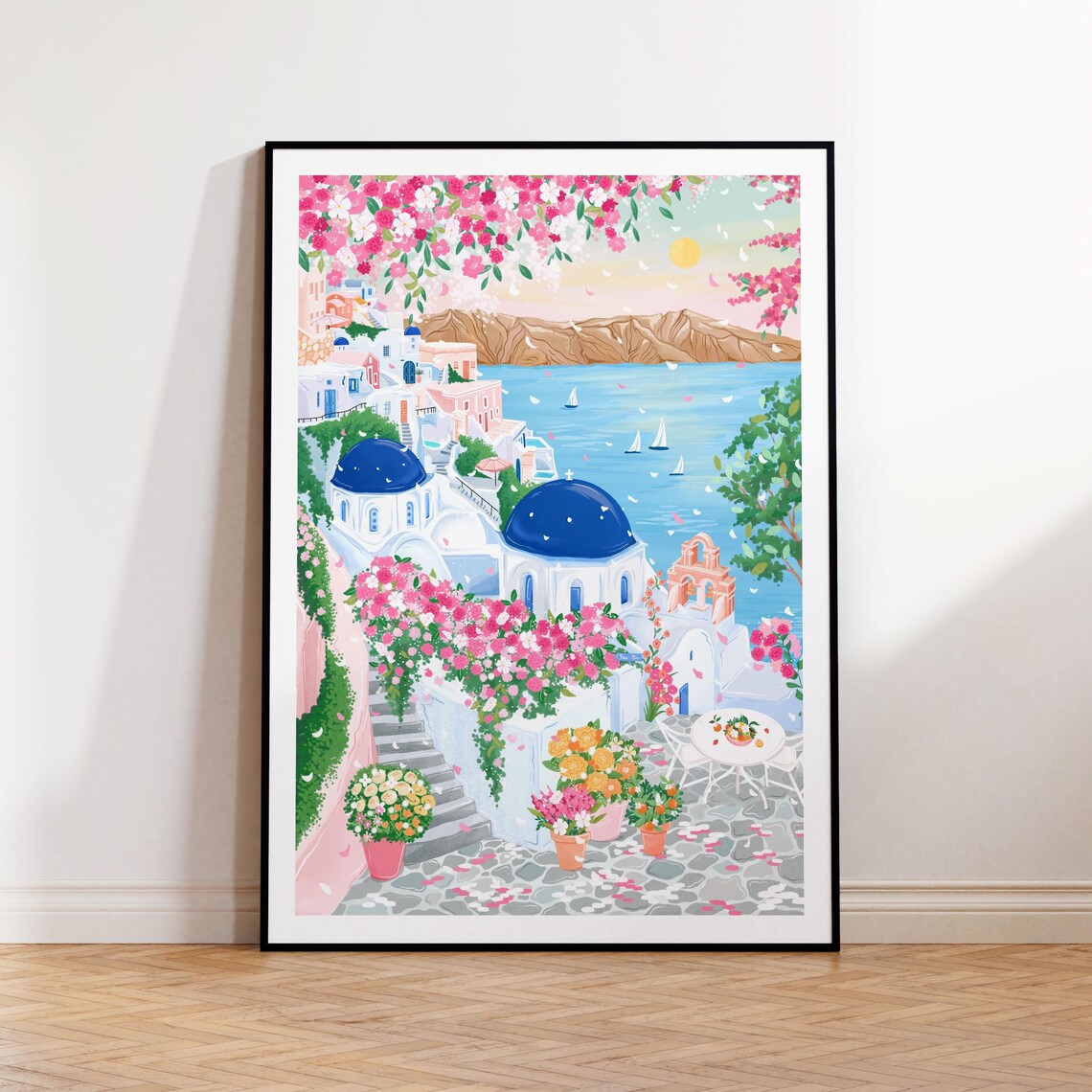 Santorini Oia Greece Travel Poster, Mediterranean