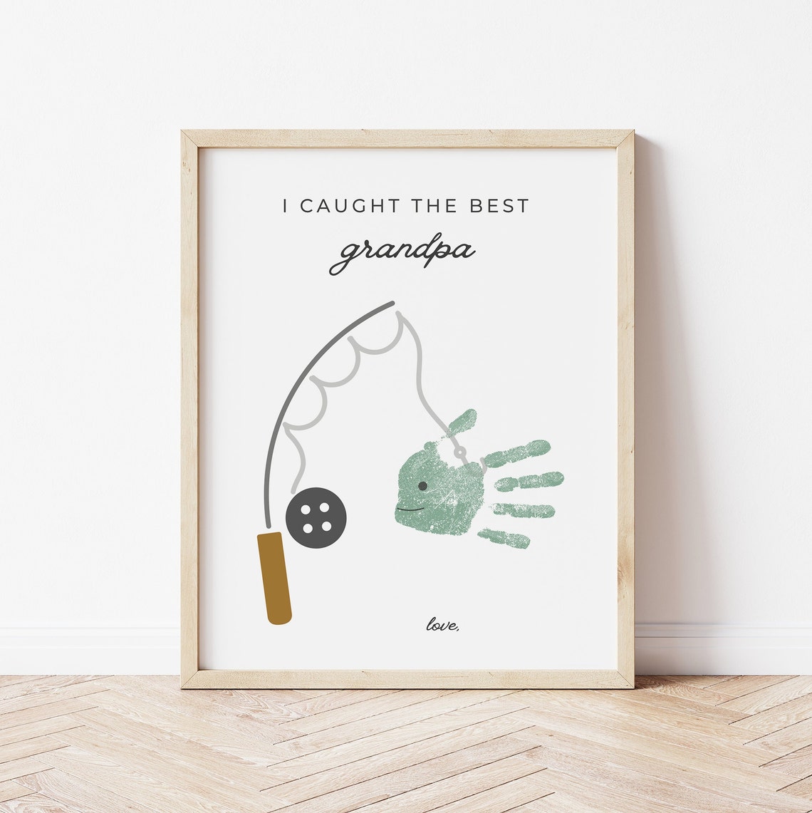 Grandpa Fish Handprint Art, Birthday Fishing Gift