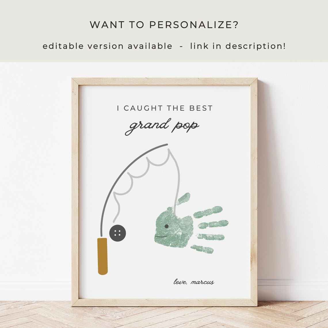 Grandpa Fish Handprint Art, Birthday Fishing Gift - Image 3