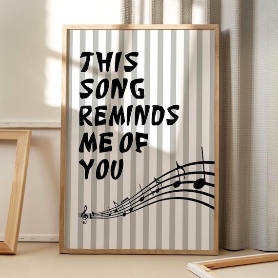 This Song Reminds Me of You Music Notes Striped Poster Romantic Gift