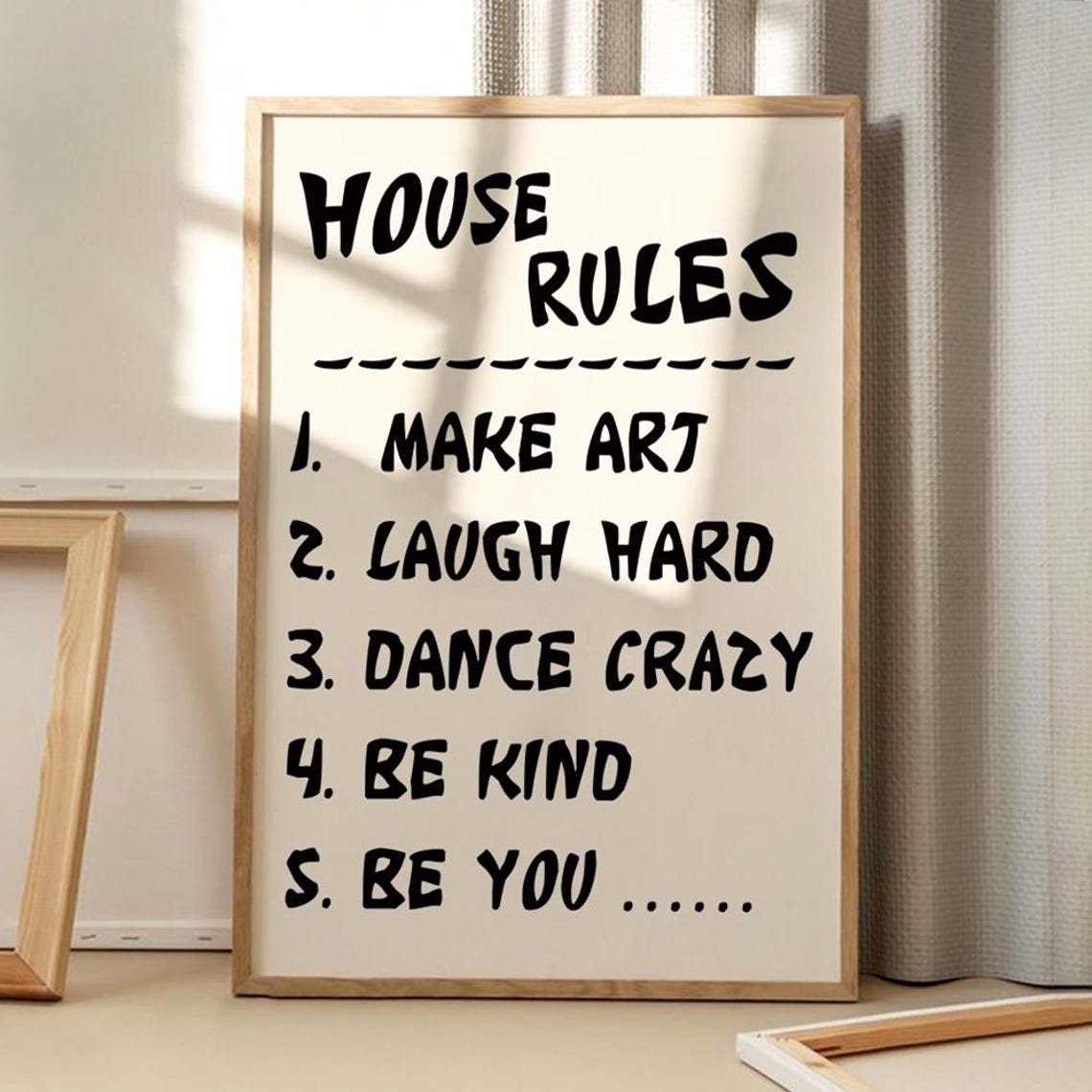 House Rules Make Art Laugh Hard Be Kind Funny Quote Typography Poster