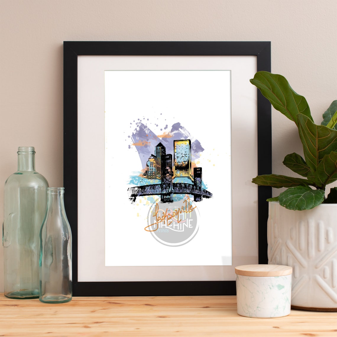 Jacksonville Print Jacksonville Skyline Jacksonville Art Jacksonville Poster Jacksonville Watercolor Jacksonville Art Jacksonville