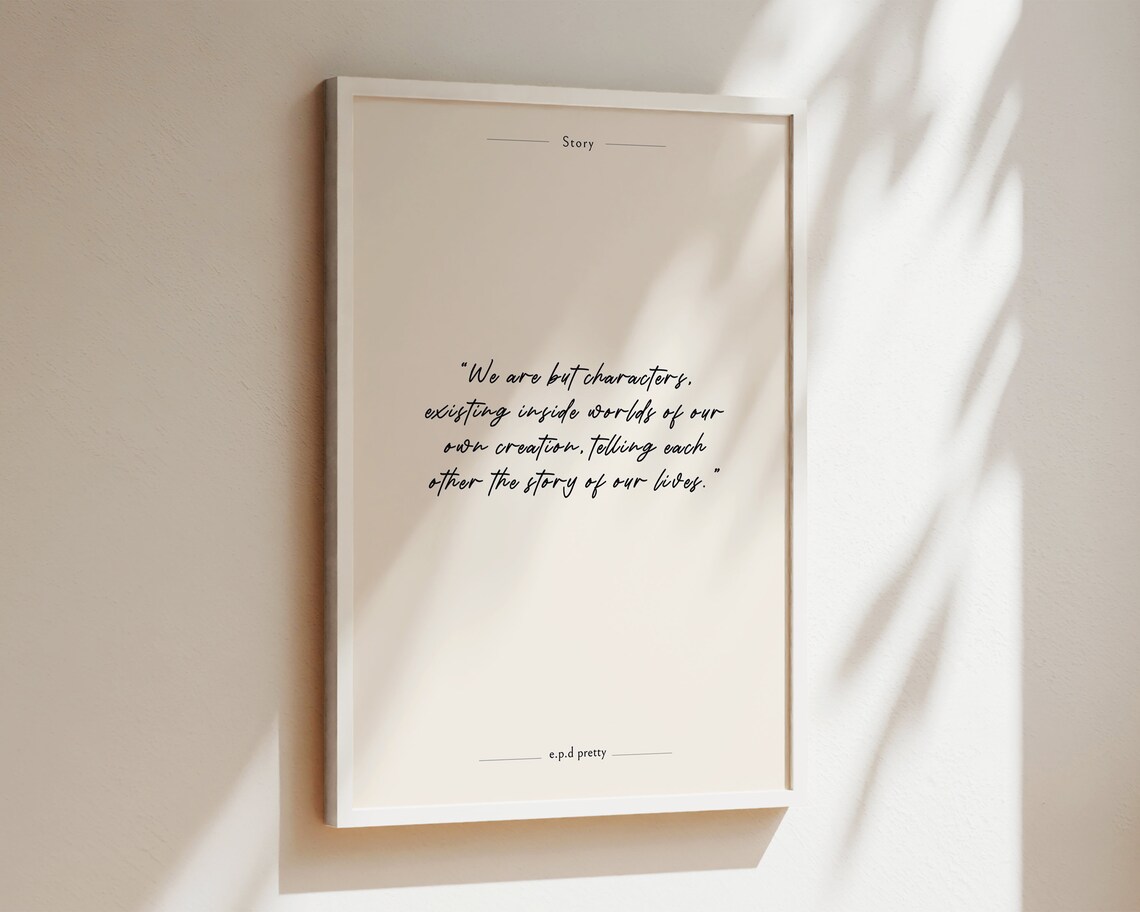 We Are But Characters Story of Our Lives Script Minimalist Poster - Image 2