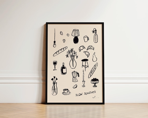Slow Sundays Coffee, Kitchen Wall Art Print
