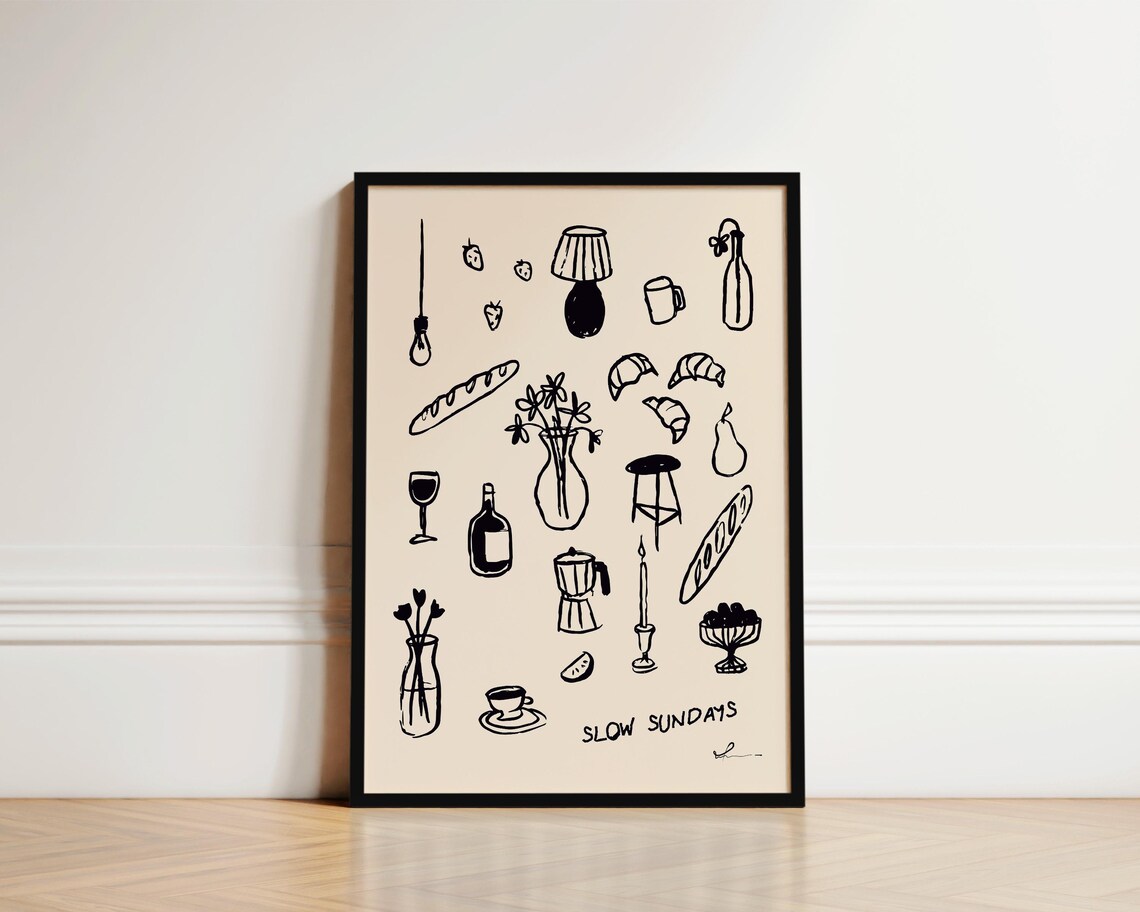 Slow Sundays Coffee, Kitchen Wall Art Print