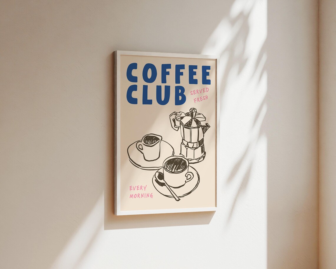 Coffee Club - Hand Drawn Kitchen Art - Image 2