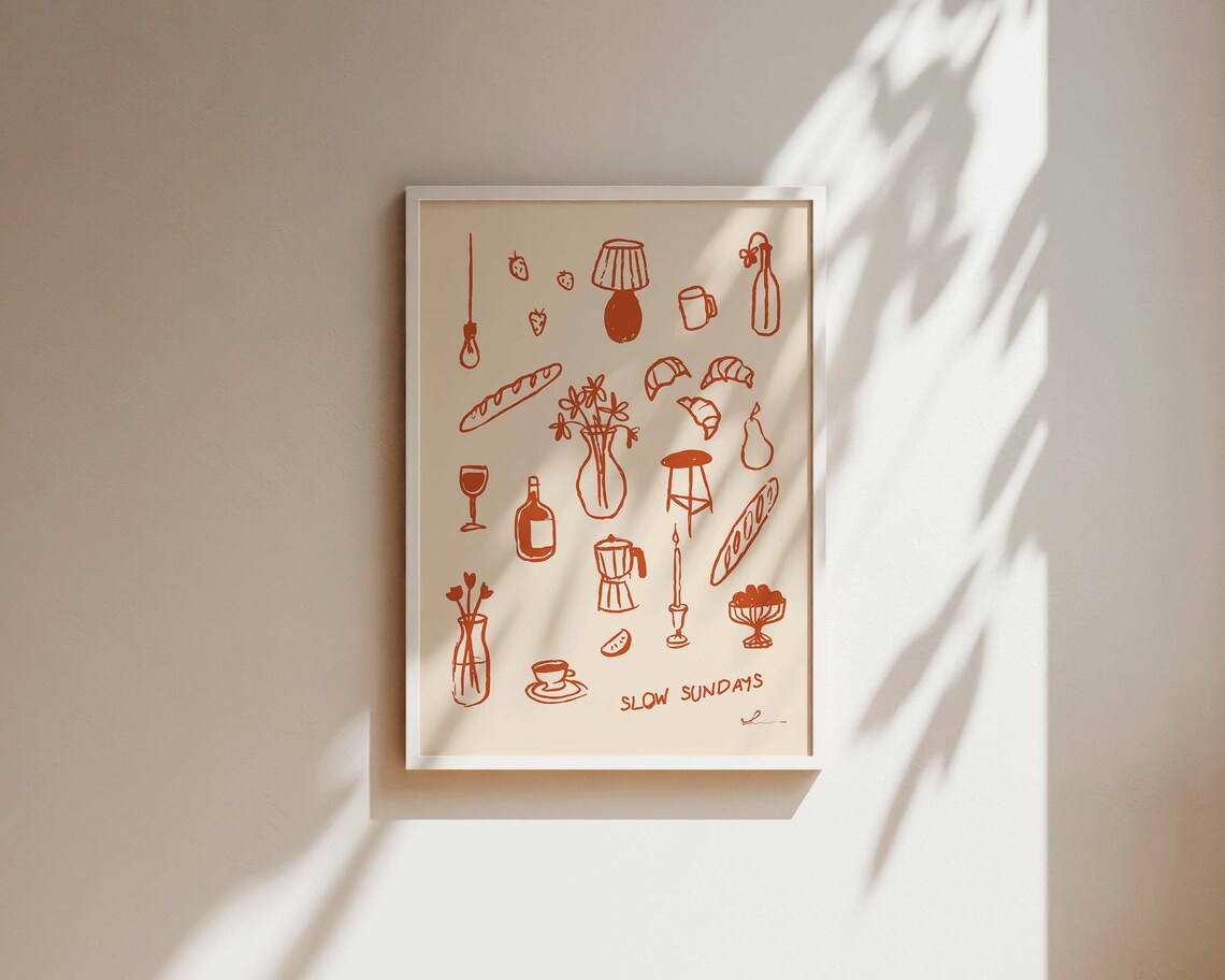 Slow Sundays Kitchen Poster, Coffee Lover Boho Art Print - Image 2