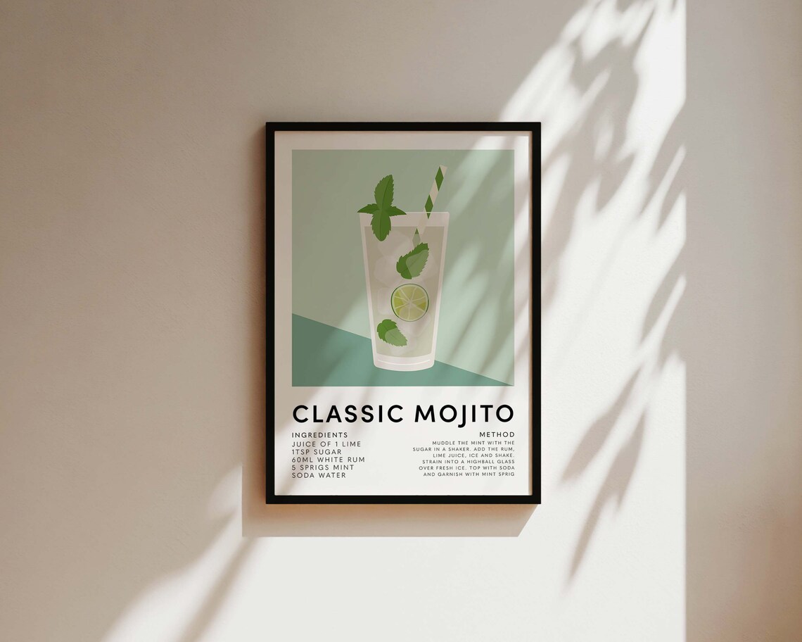 Mojito Cocktail Print, Kitchen Wall Art Print - Image 3