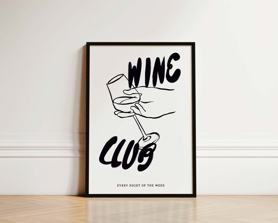 Wine Club Kitchen Poster, Wine Lover Gift
