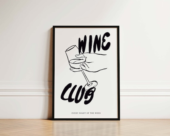 Wine Club Kitchen Poster, Wine Lover Gift