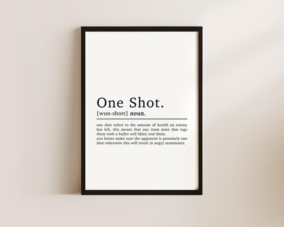 One Shot Definition Gaming Slang Poster, Gamer Room Decor