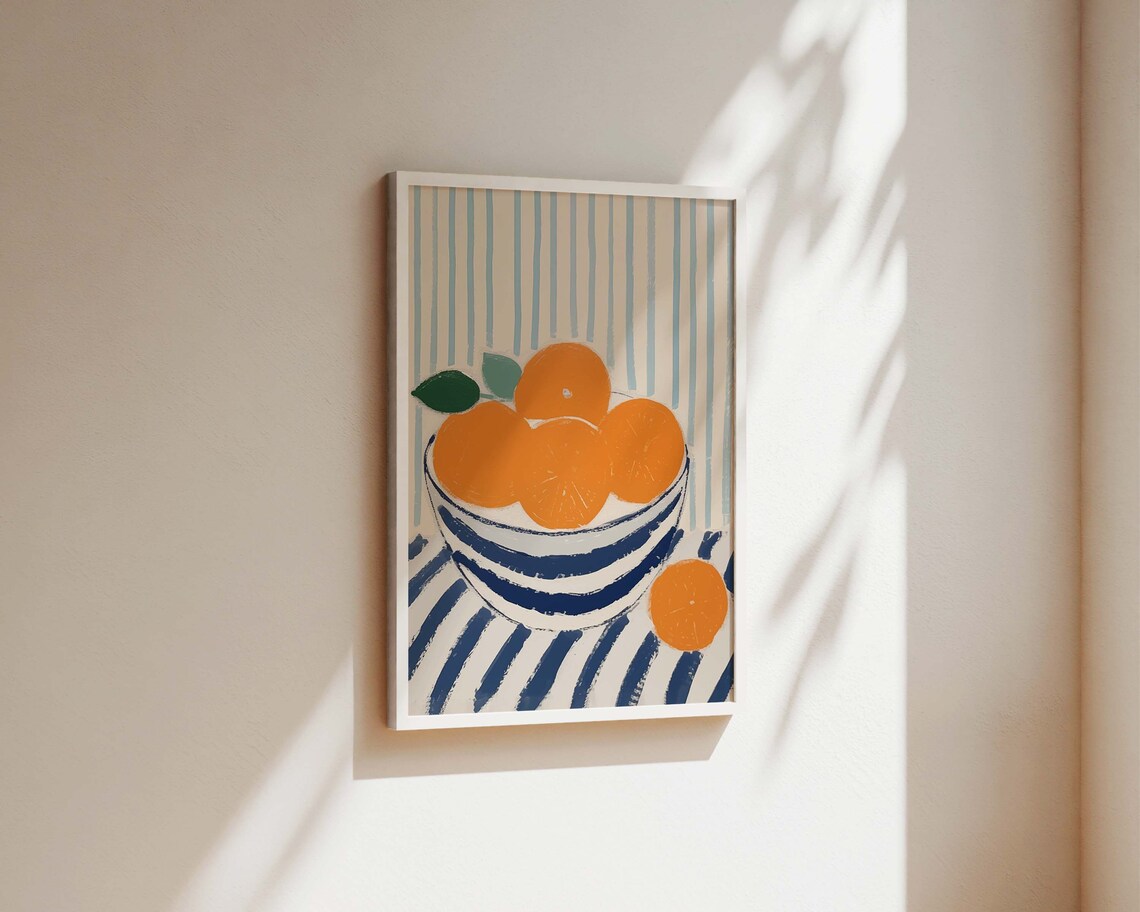 Mid Century Bowl Of Oranges Kitchen Art Print - Image 2