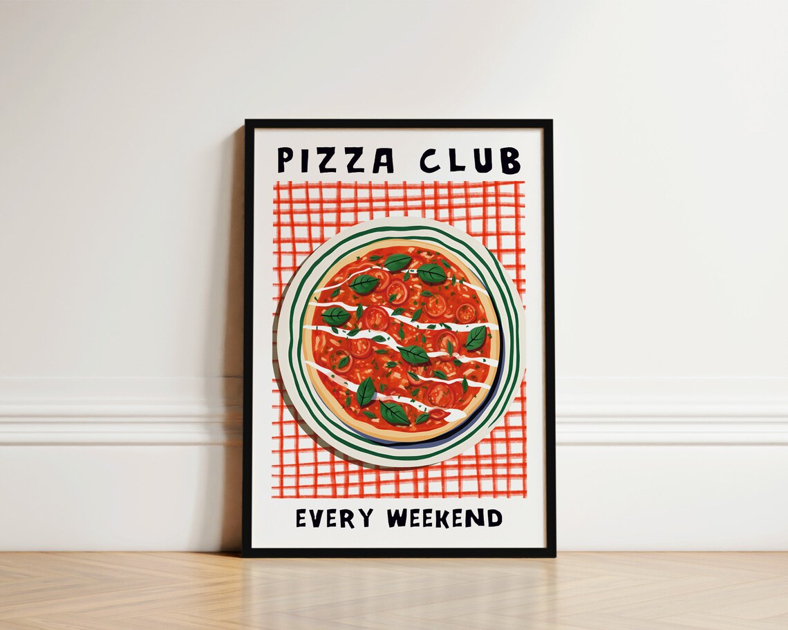 Pizza Club Kitchen Art Print, Italian Wall Art