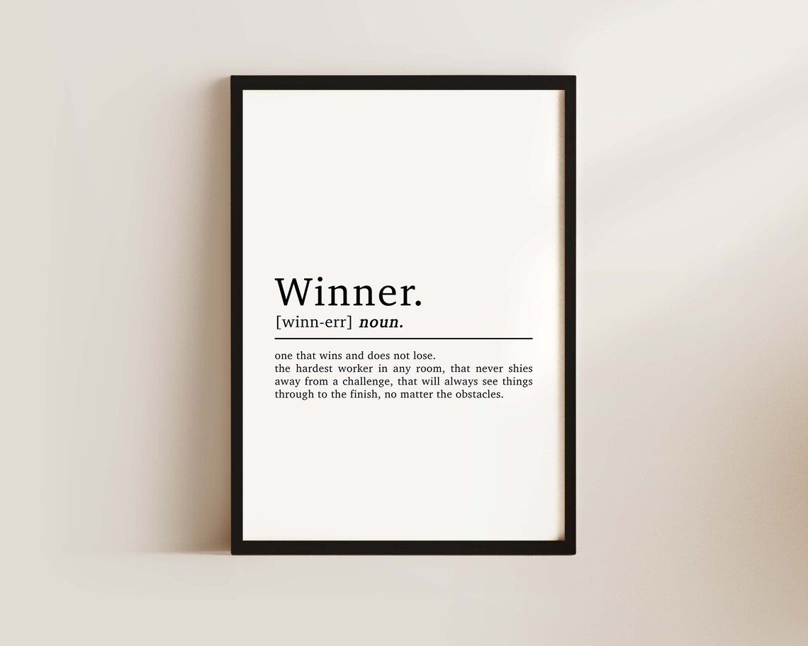 Winner Definition Inspirational Quote, Office Decor
