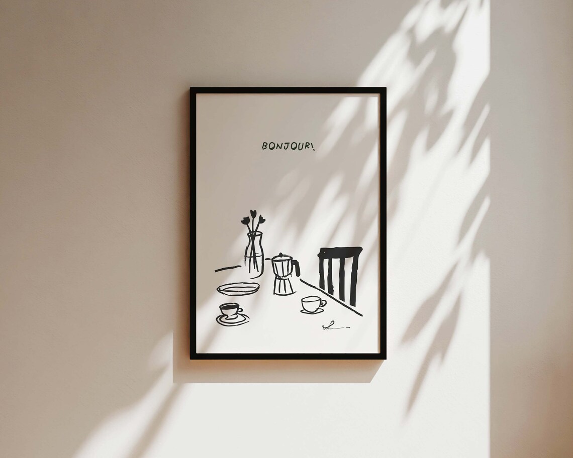 Bonjour Breakfast Kitchen Print, French Kitchen Art