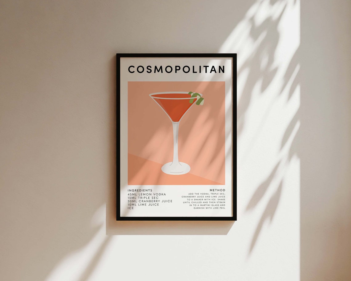 Cosmopolitan Cocktail Poster, Kitchen Wall Art - Image 2