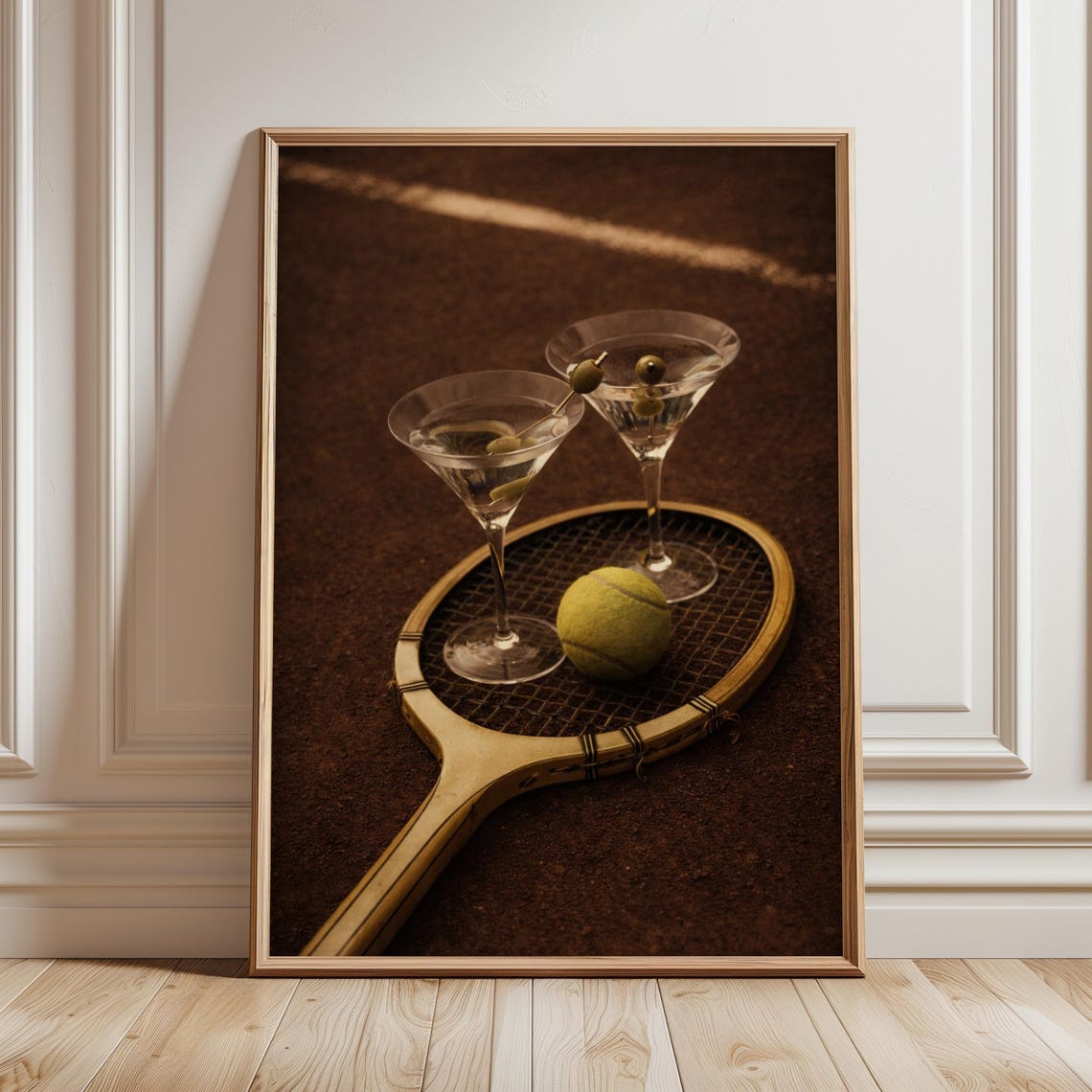 Martini Tennis Vintage Wooden Racket Olive Country Club Poster