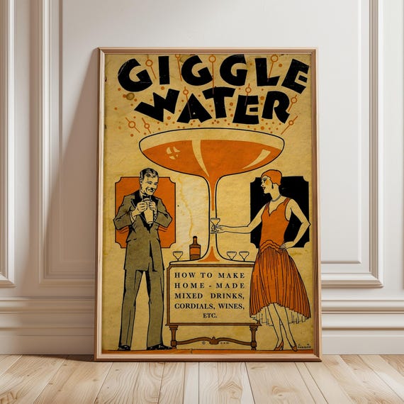 Giggle Water Cocktail Poster, 1920s Art Deco