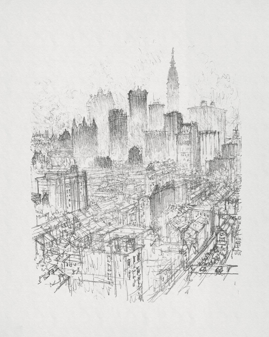 New York City Vintage Sketch Panorama Art Print - Image 2
