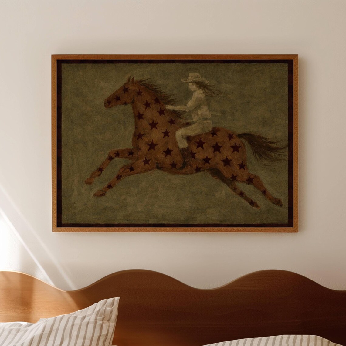 Vintage Abstract Horse Rider Art Print, Mid-Century Western