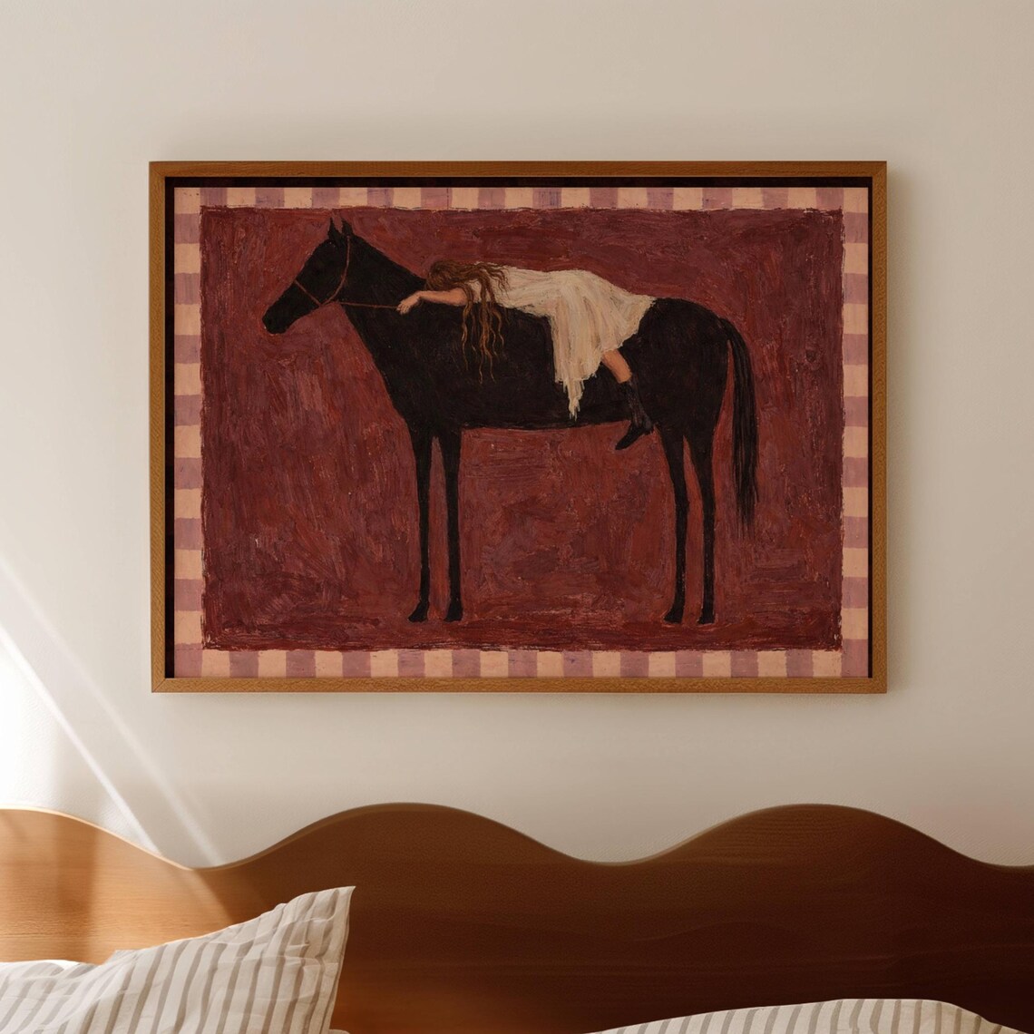 Minimal Abstract Girl On Horse, Contemporary Western Art Print