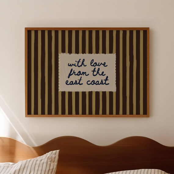 With Love From The East Coast Script Striped Sentiment Poster