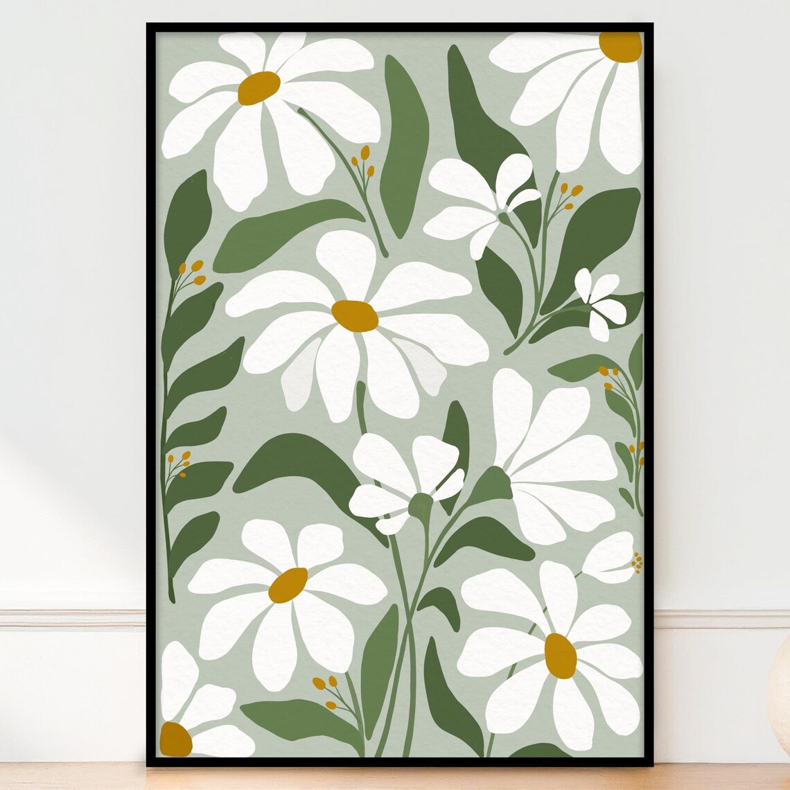 Sage Green Botanical Illustration, Modern Boho Art Print