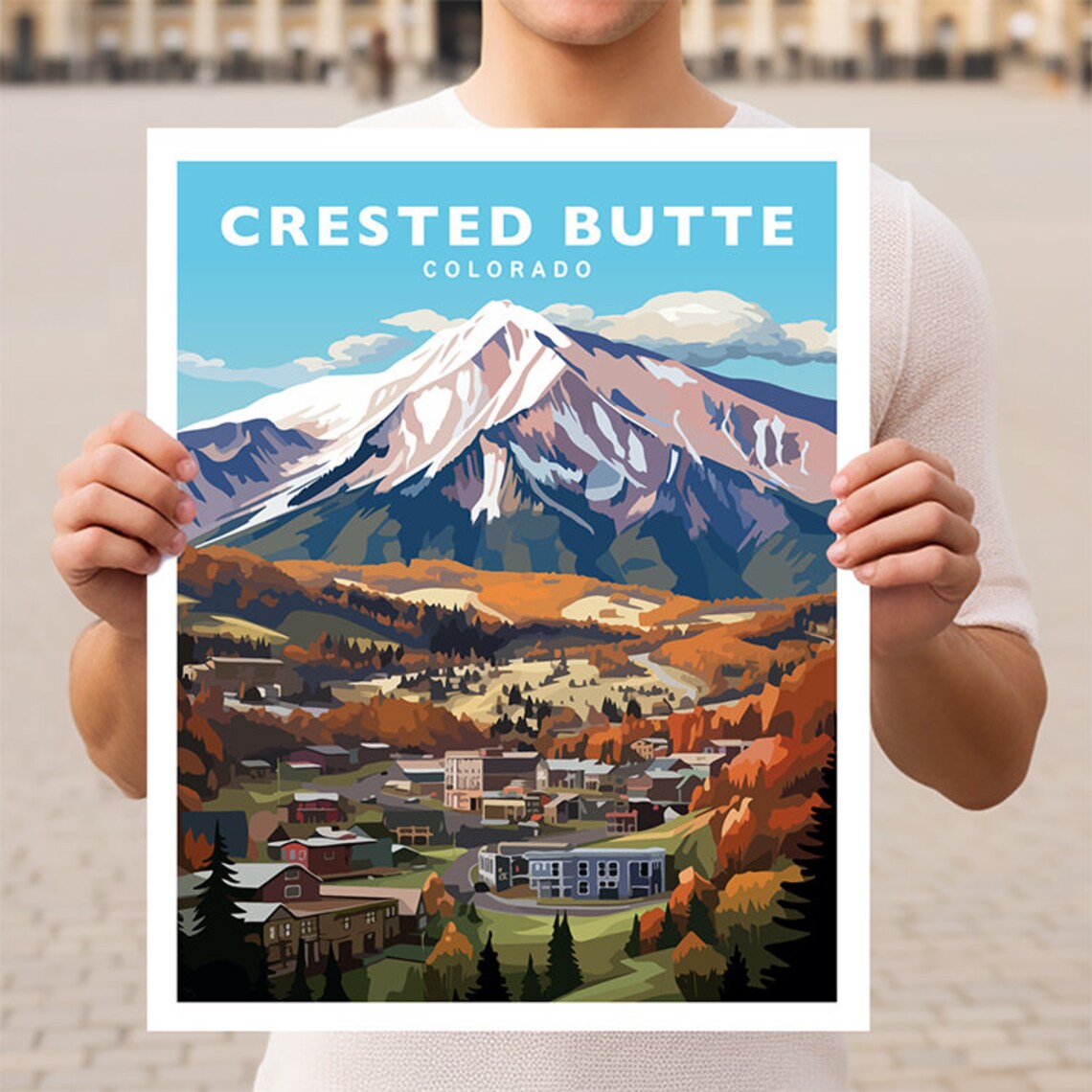 Crested Butte Colorado Travel Poster, Mountain Town