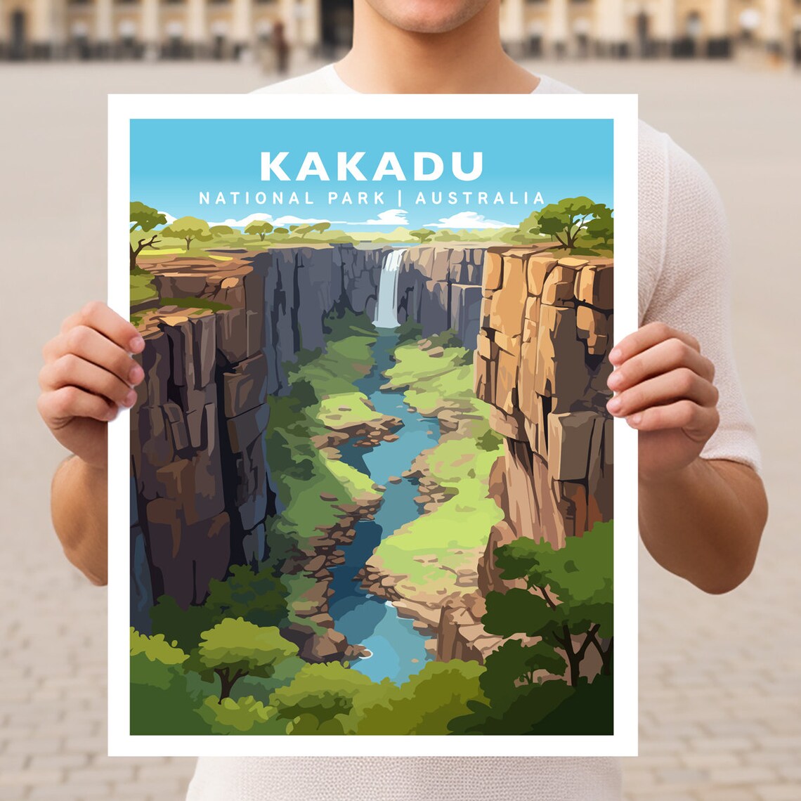 Kakadu National Park Australia Waterfall Gorge Travel Art Poster