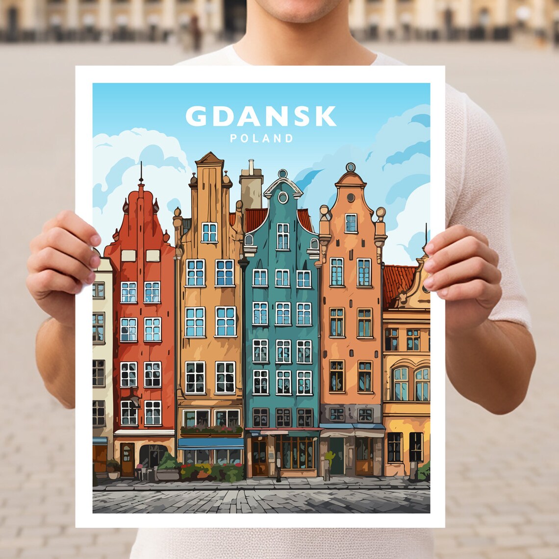Gdansk Poland Travel Poster, Europe Wall Art