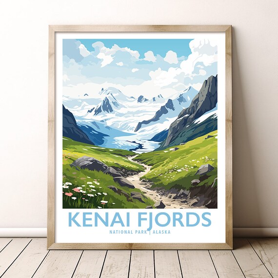 Kenai Fjords National Park Alaska Glacier Valley Wildflower Poster