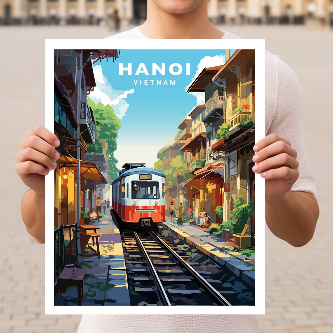 Hanoi Vietnam Travel Poster, Asia Wall Art