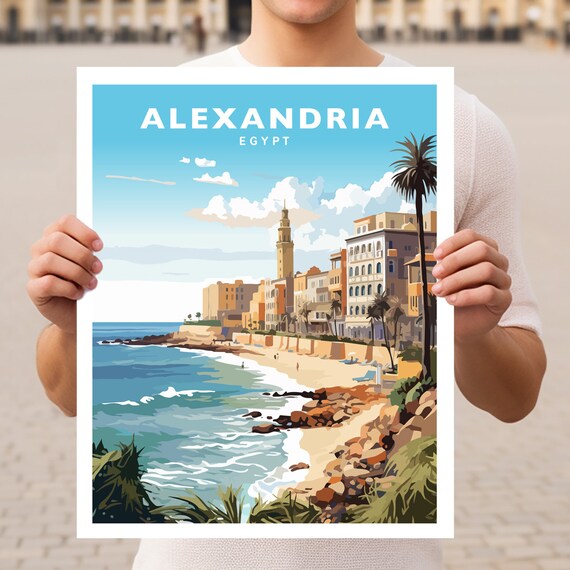 Alexandria Egypt Travel Poster, World Travel Art