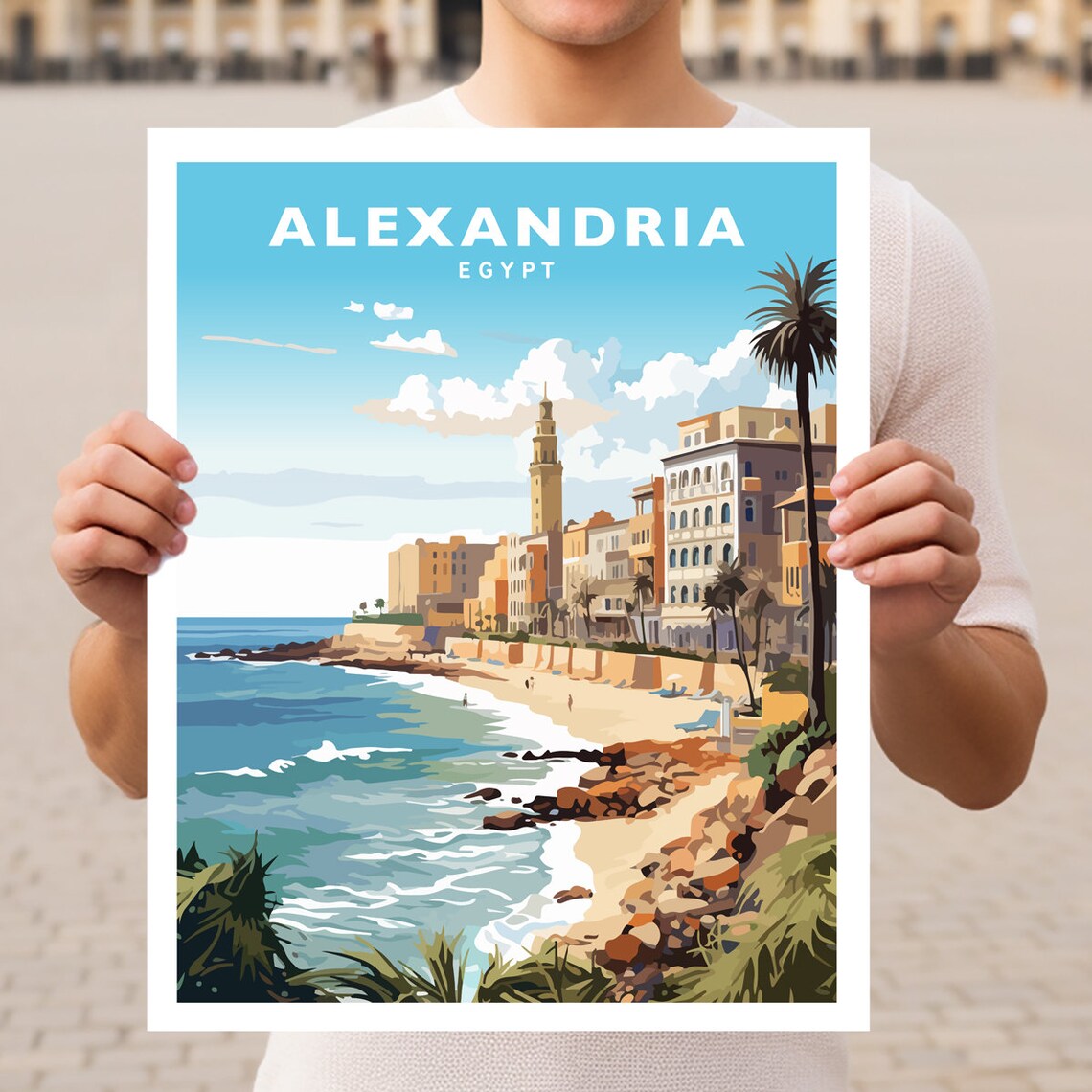 Alexandria Egypt Travel Poster, World Travel Art